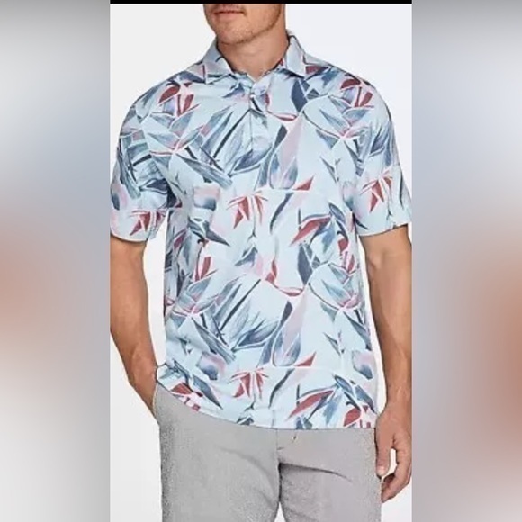 Walter Hagen Other - Walter Hagen Mens Clubhouse Airbrush Print Golf Polo Soft Blue/Airbrush large